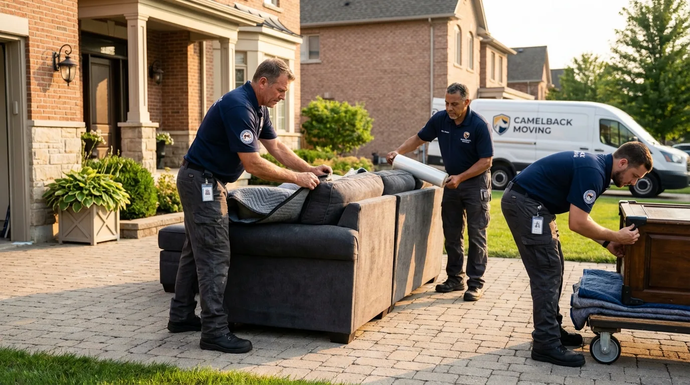 Large estate moving crew wrapping furniture in Eagle Lake, TX